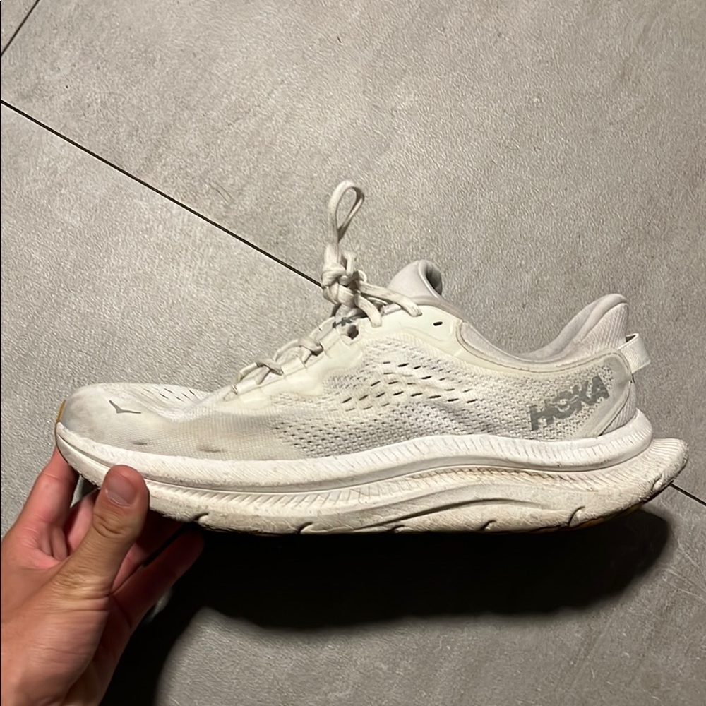 Hoka White Athletic Shoes with Maximalist Cushioning